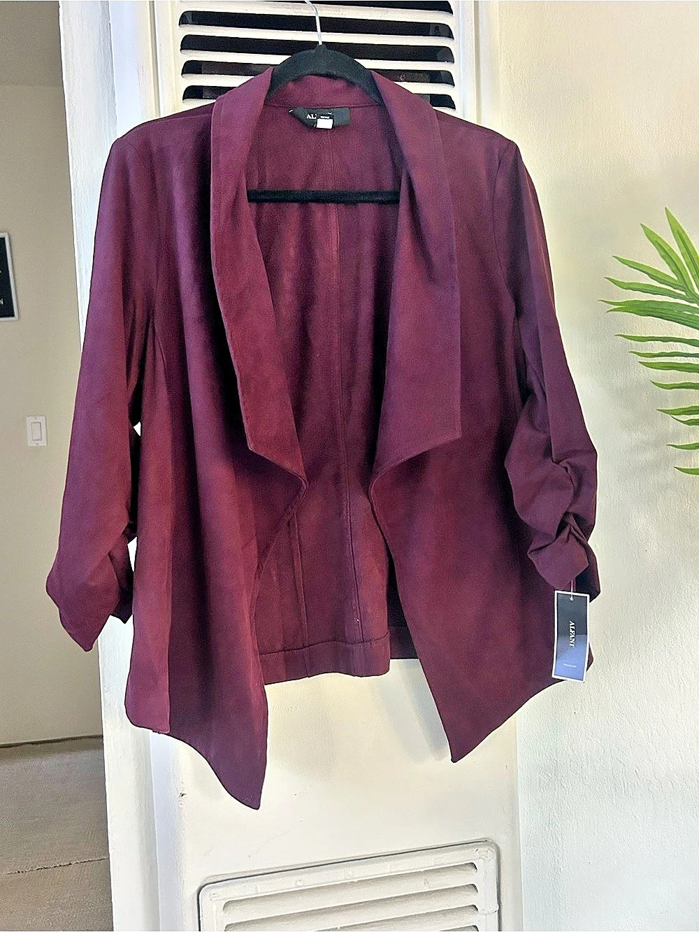 Alfani  Draped Pleather Jacket in Purple Size Large NWT